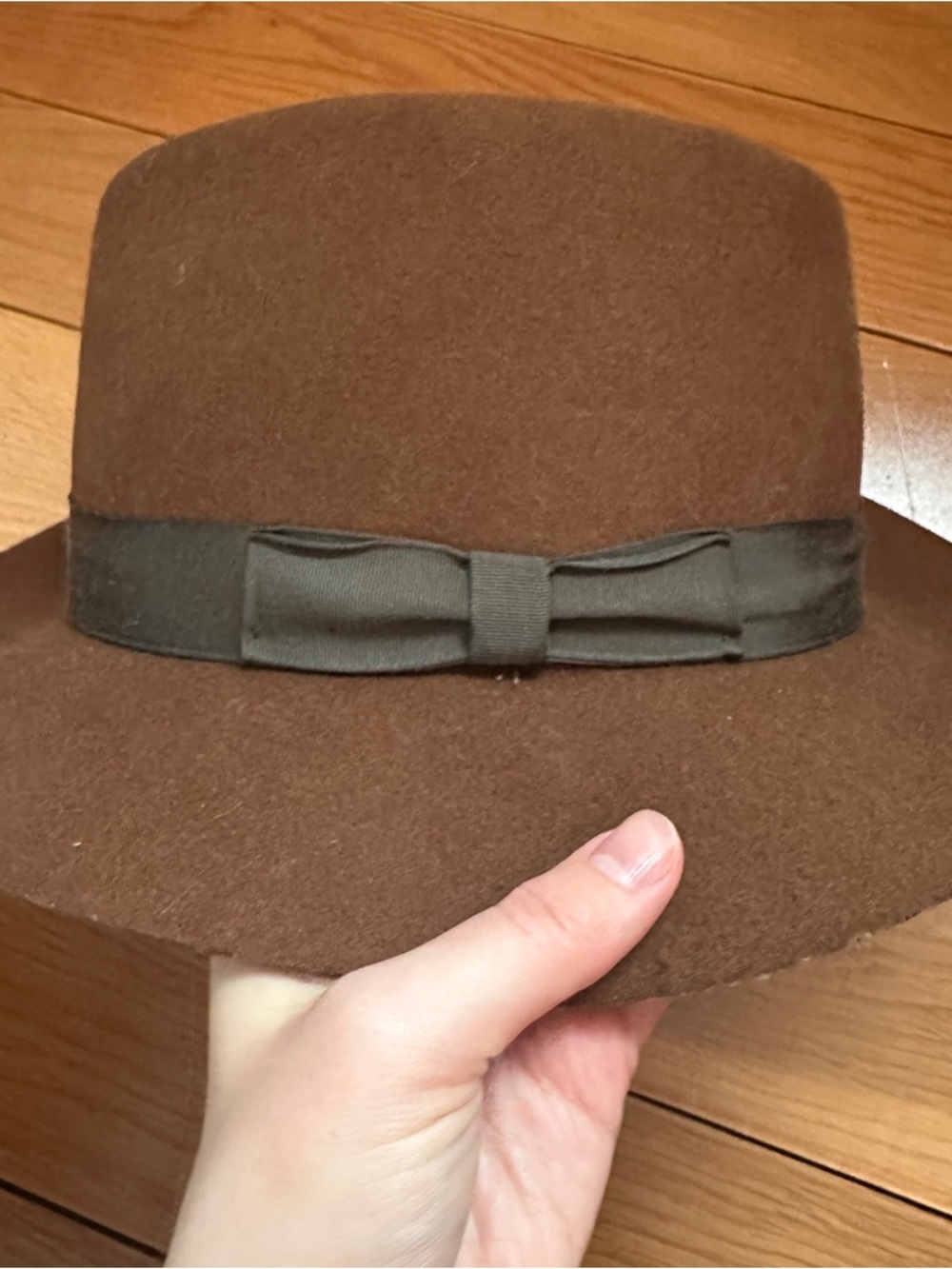 rag & bone Brown Wool Felt Fedora with Ribbon Bow